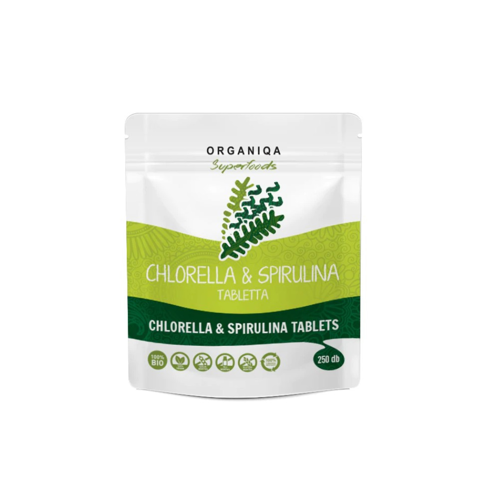 Organiqa Bio Chlorella Spirulina tabletta 250 db Zöldbol