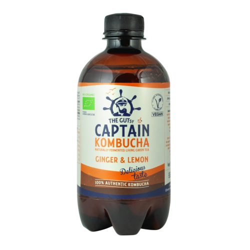 Captain Kombucha Élőflórás bio ital, gyömbér-citromos - 400 ml 