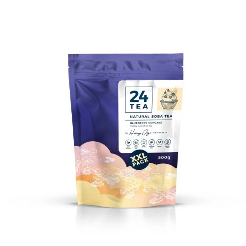 24 Tea Blueberry Cupcake Soba Tea - áfonyás muffin hajdina tea XXL, 500 g